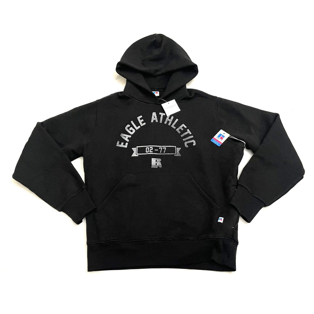 NEW American Eagle x Russell Athletic Hoodie Small Black Athletic Fleece